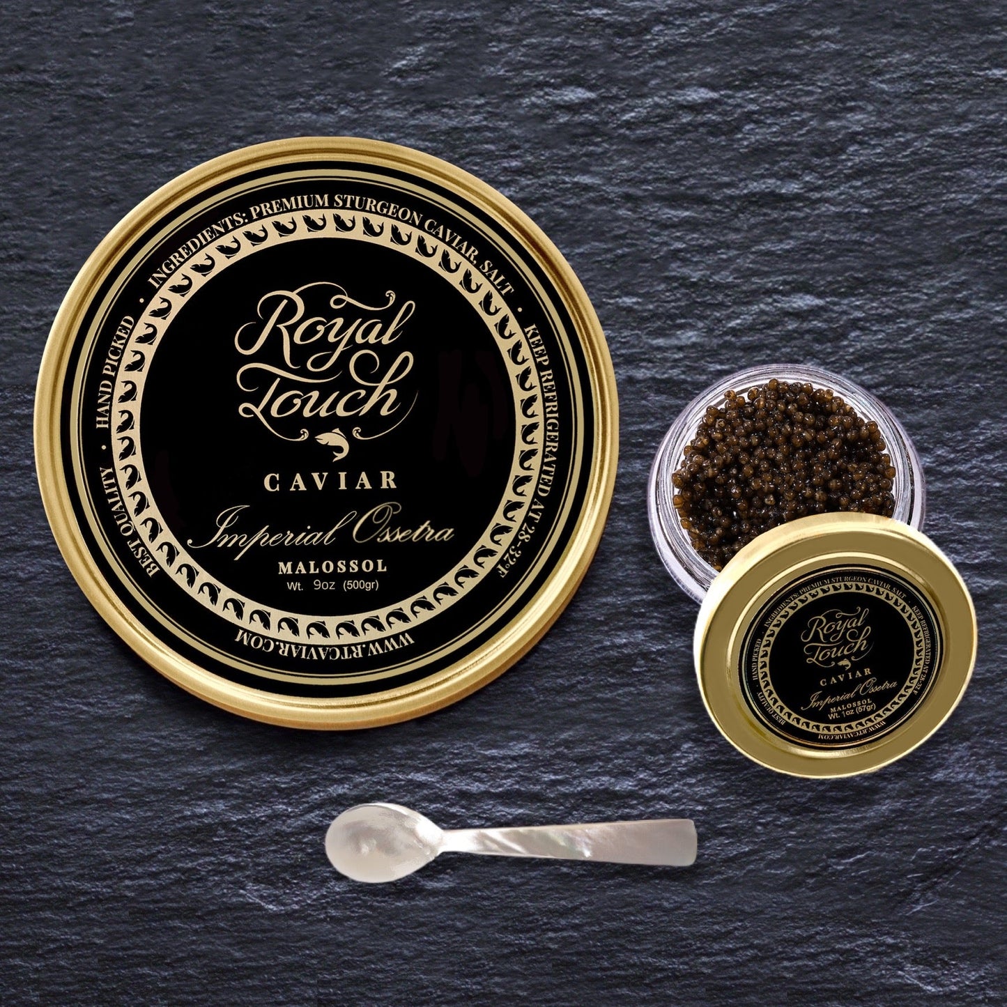 Imperial Ossetra Malossol Caviar 1oz Starter Packs - Royal Touch Caviar
