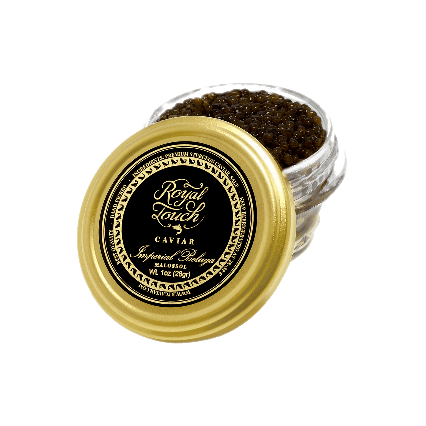 Imperial Beluga Gold Caviar Glass Jar 1 oz 4 count (pack of 4) - Royal Touch Caviar