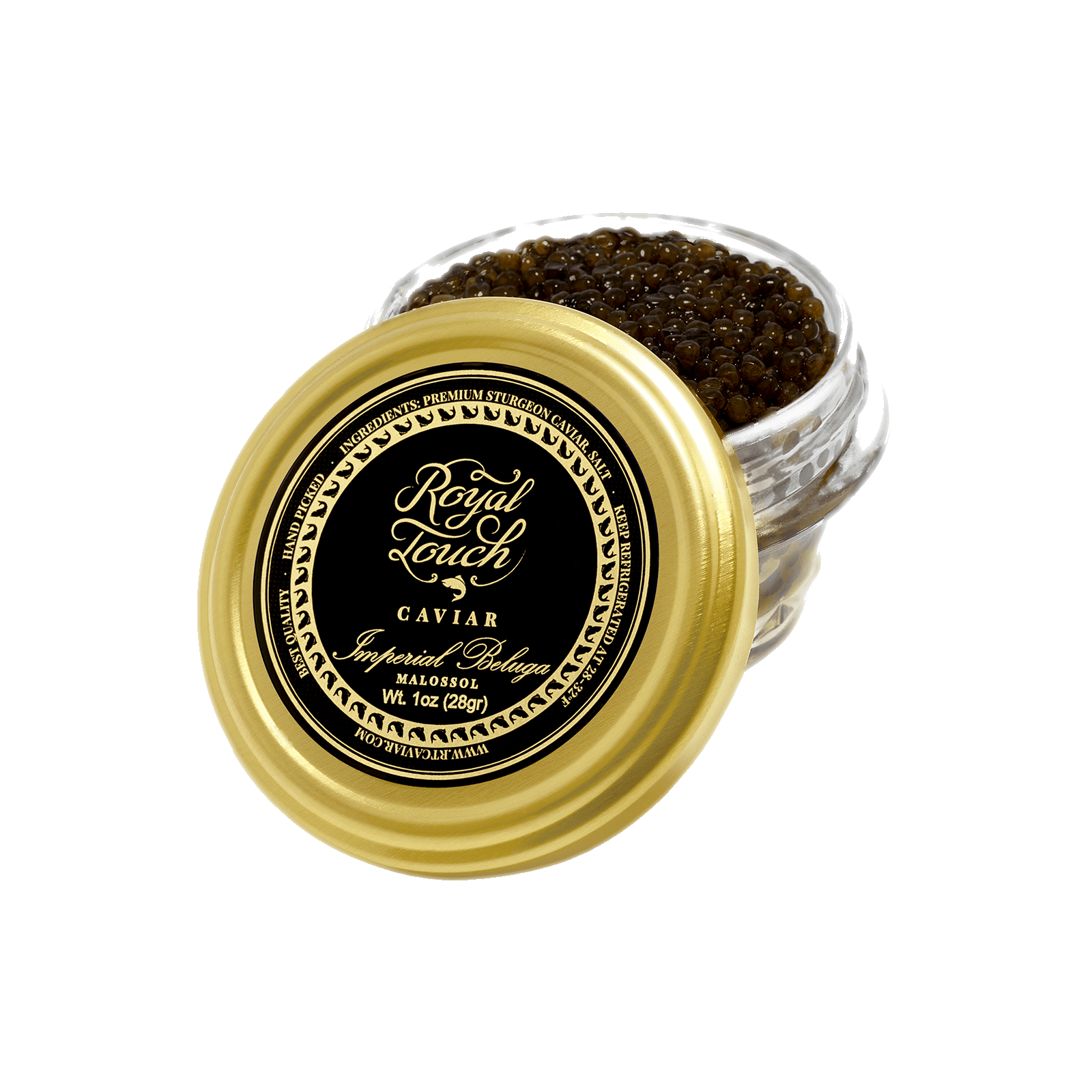 Imperial Beluga Gold Caviar Glass Jar 1 oz 4 count (pack of 4) - Royal Touch Caviar